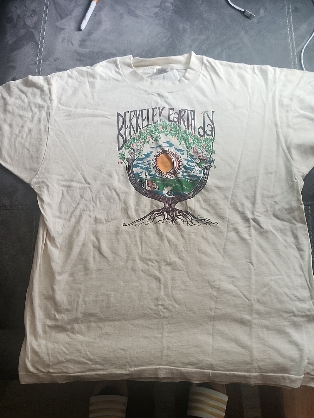 Fruit of the Loom Cream Berkeley Earth Day Graphic Tee